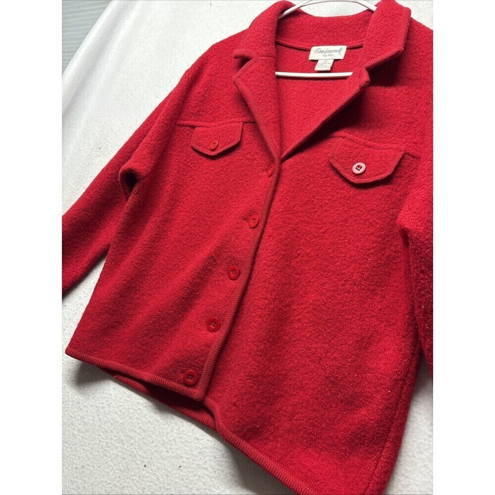 Vintage Eminent by Lisa 100% Boiled Wool Button Up Jacket Blazer Red Size Large - Picture 3 of 4